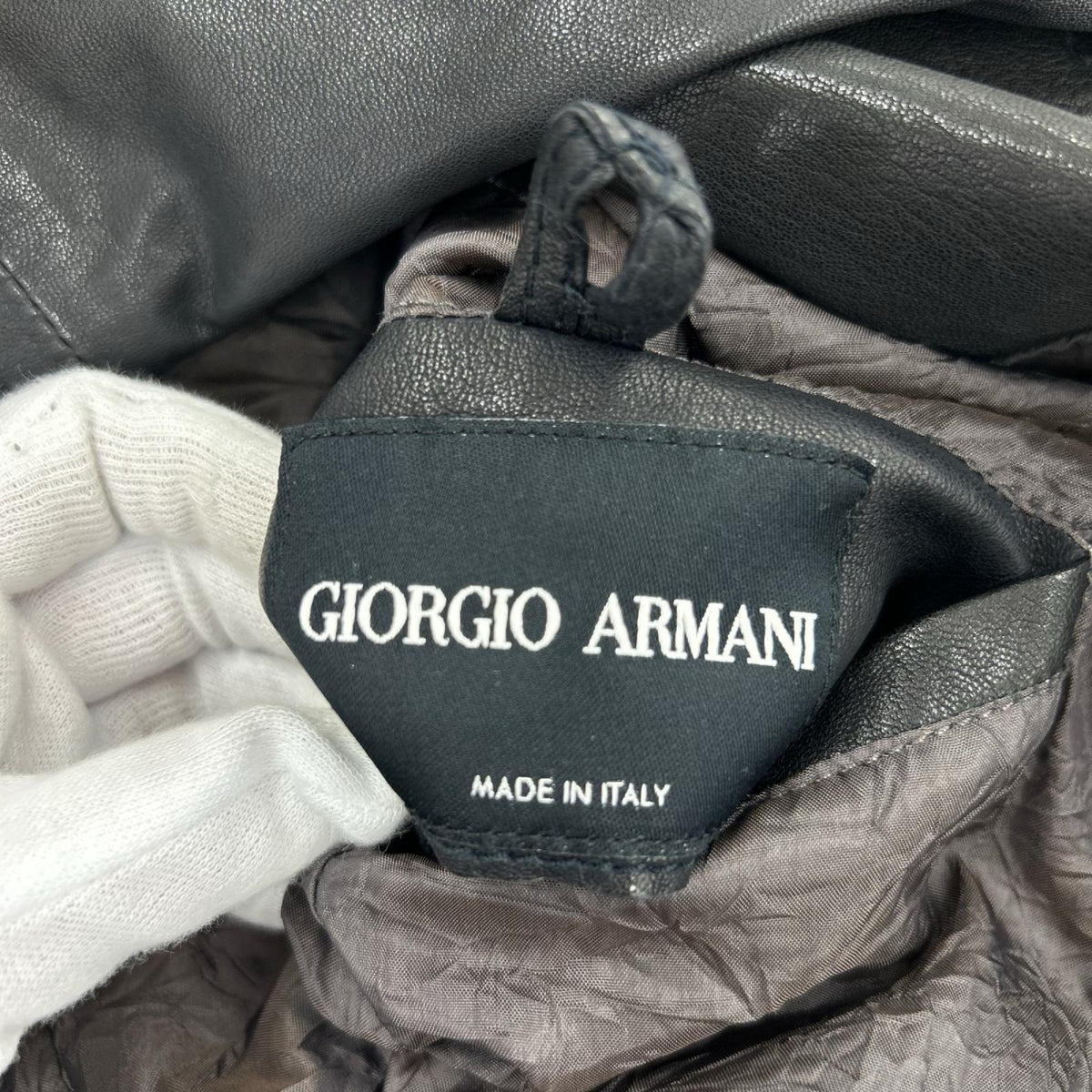 ジャケット GIORGIO ARMANI ｶｰﾌｽｷﾝ×ｼﾞｬｰｼﾞｰ ﾚｻﾞｰﾃｰﾗｰﾄﾞｼﾞｬｹｯﾄ 50 黒 50 ブラック