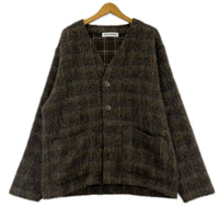 カーディガン CARDIGAN Dorf Check Hairy Wool 46 ブラウン