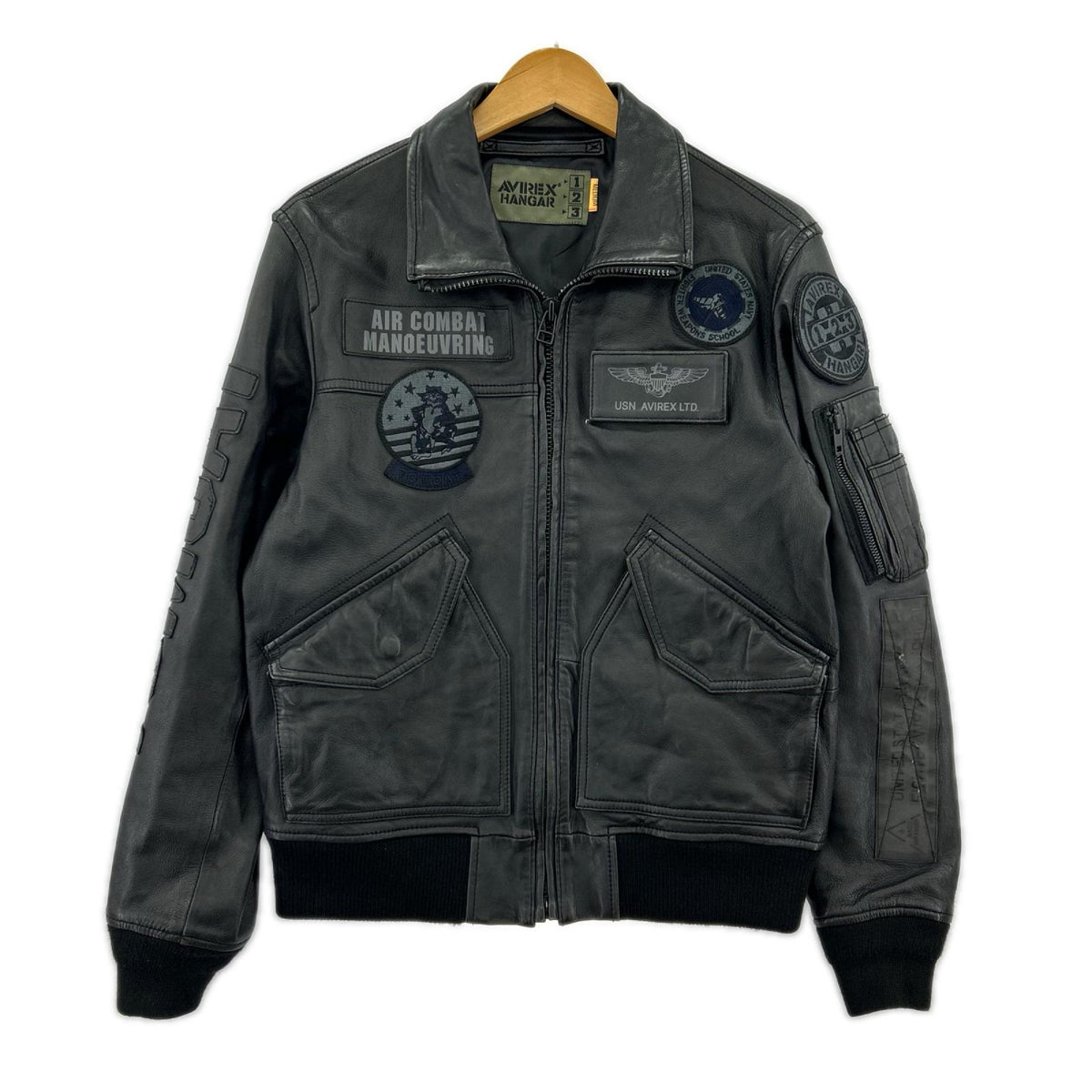 レザージャケット CWU LEATHER JKT TOP GUN/M/ﾌﾞﾗｯｸ M ブラック