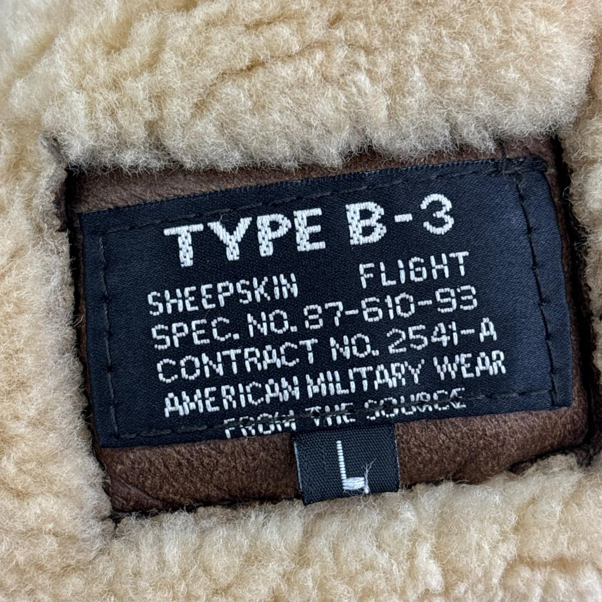 ジャケット TYPE B-3 フライトジャケット L L ブラウン