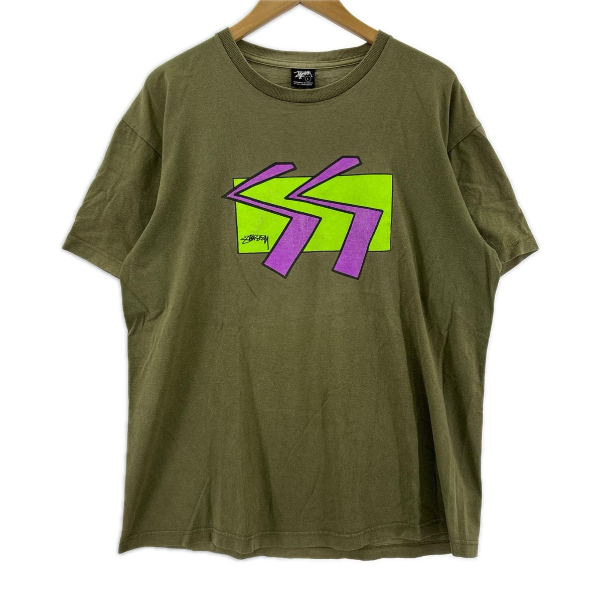 半袖Ｔシャツ 00s 変形SSﾌﾟﾘﾝﾄ KHK L カーキ