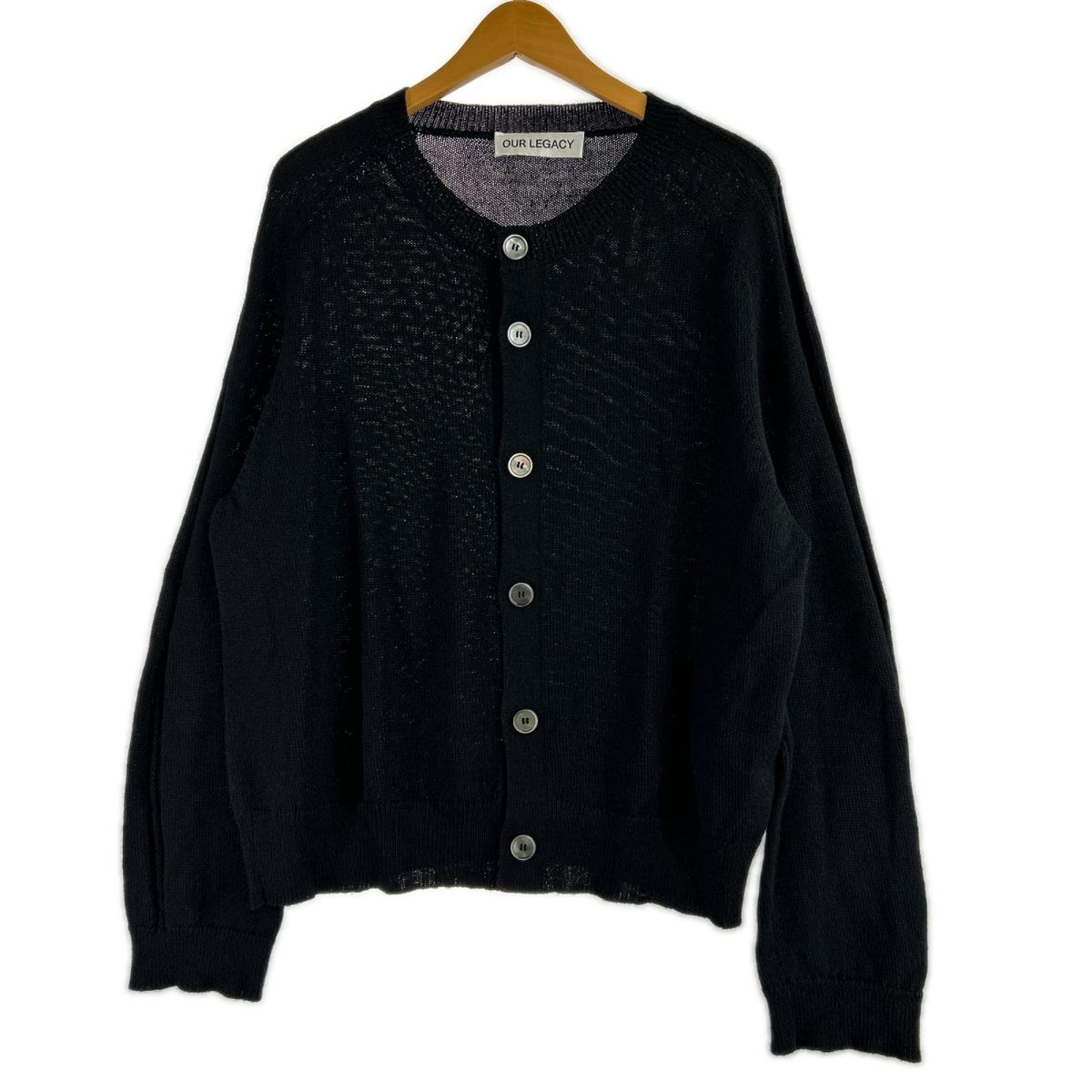 カーディガン Linen Wool True Cardigan SIZE:48 BLACK 46 ブラック