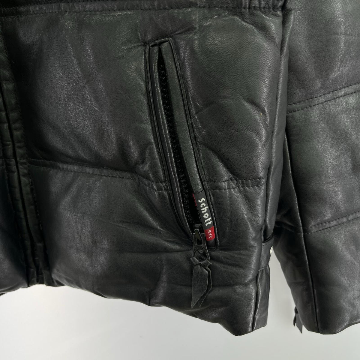 ダウンジャケット Leather Down Jacket 黒 L L ブラック