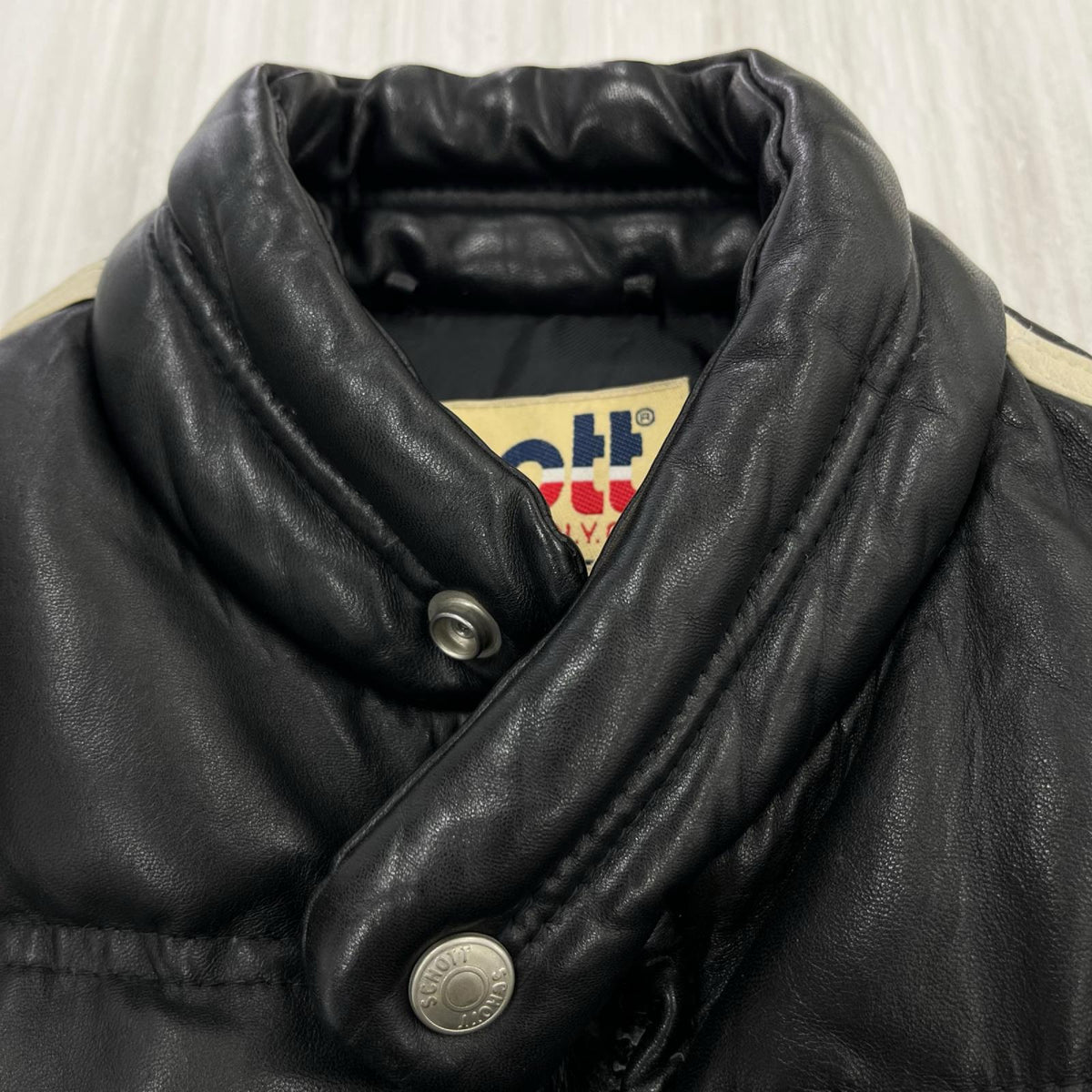 ダウンジャケット Leather Down Jacket 黒 L L ブラック