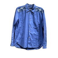 長袖シャツ homme deux 花柄切り替えシャツ S S ブルー