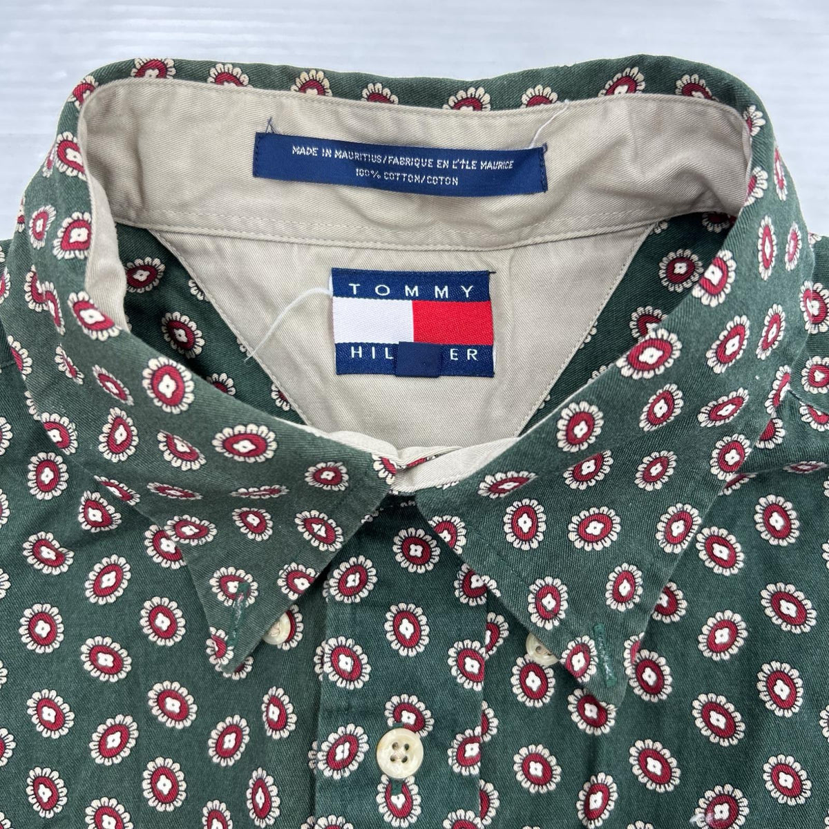 半袖シャツ 90s 総柄SSshirt L GRN L