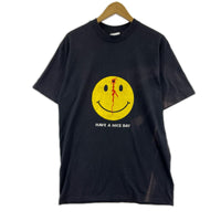 半袖Ｔシャツ 80-90s hanes smiley face ヘッドショットT BLK L L ブラック
