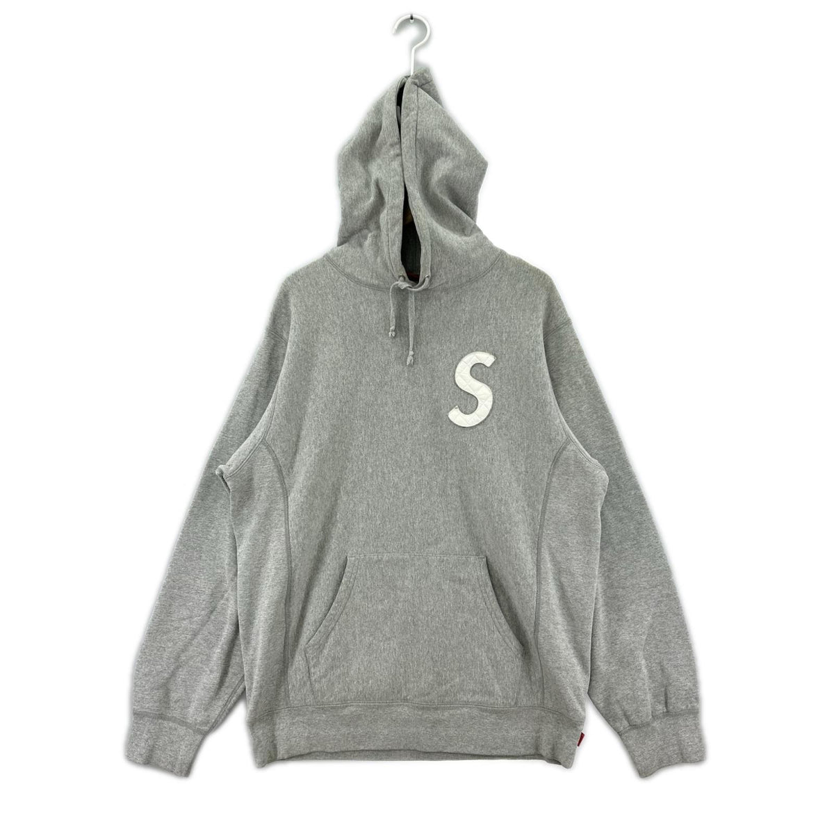 パーカー S logo quilted hooded L グレー