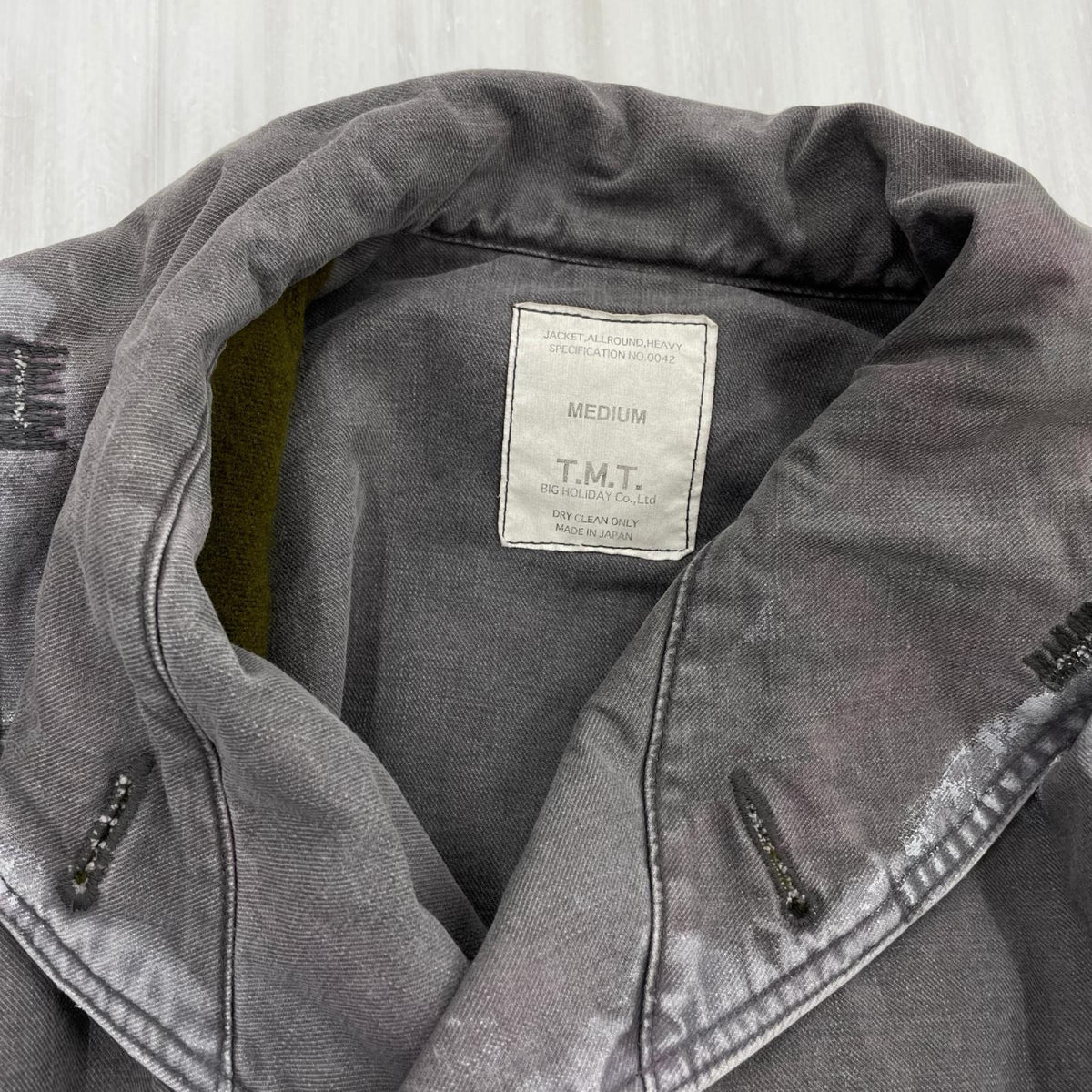 ジャケット 00s 初期 ペンキ加工 Pコート GRY M M グレー