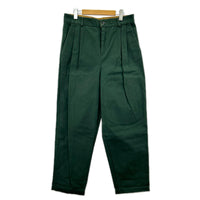 パンツ 0423048 STIFF COTTON 2-TUCK TROUSERS 緑 グリーン