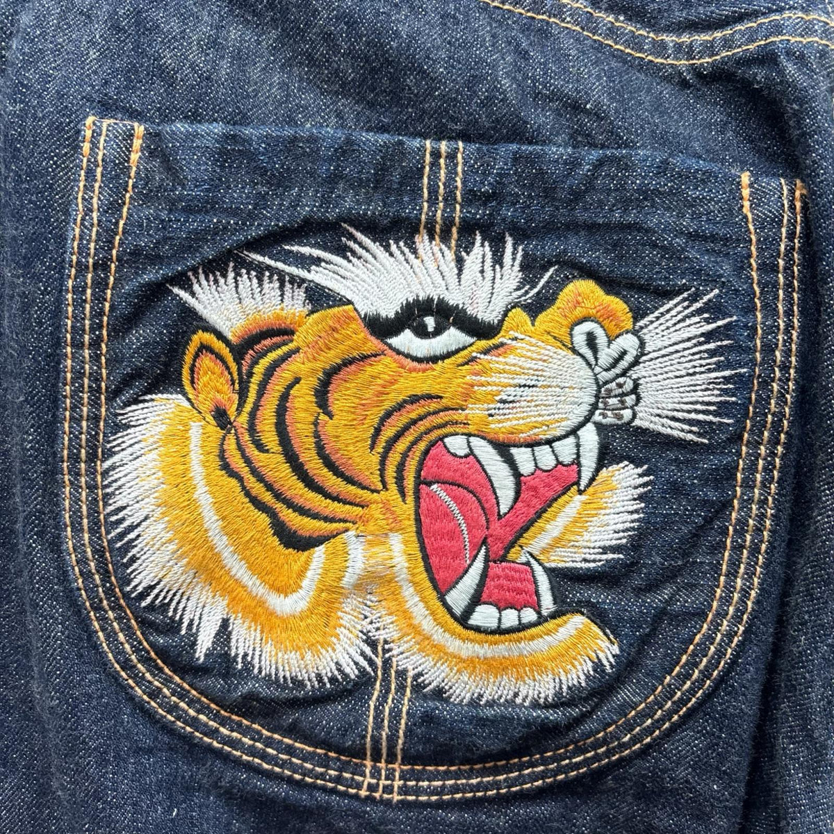 デニムパンツ Lot1962 虎×龍刺繍 ﾃﾞﾆﾑﾊﾟﾝﾂ (W35) 35 ネイビー