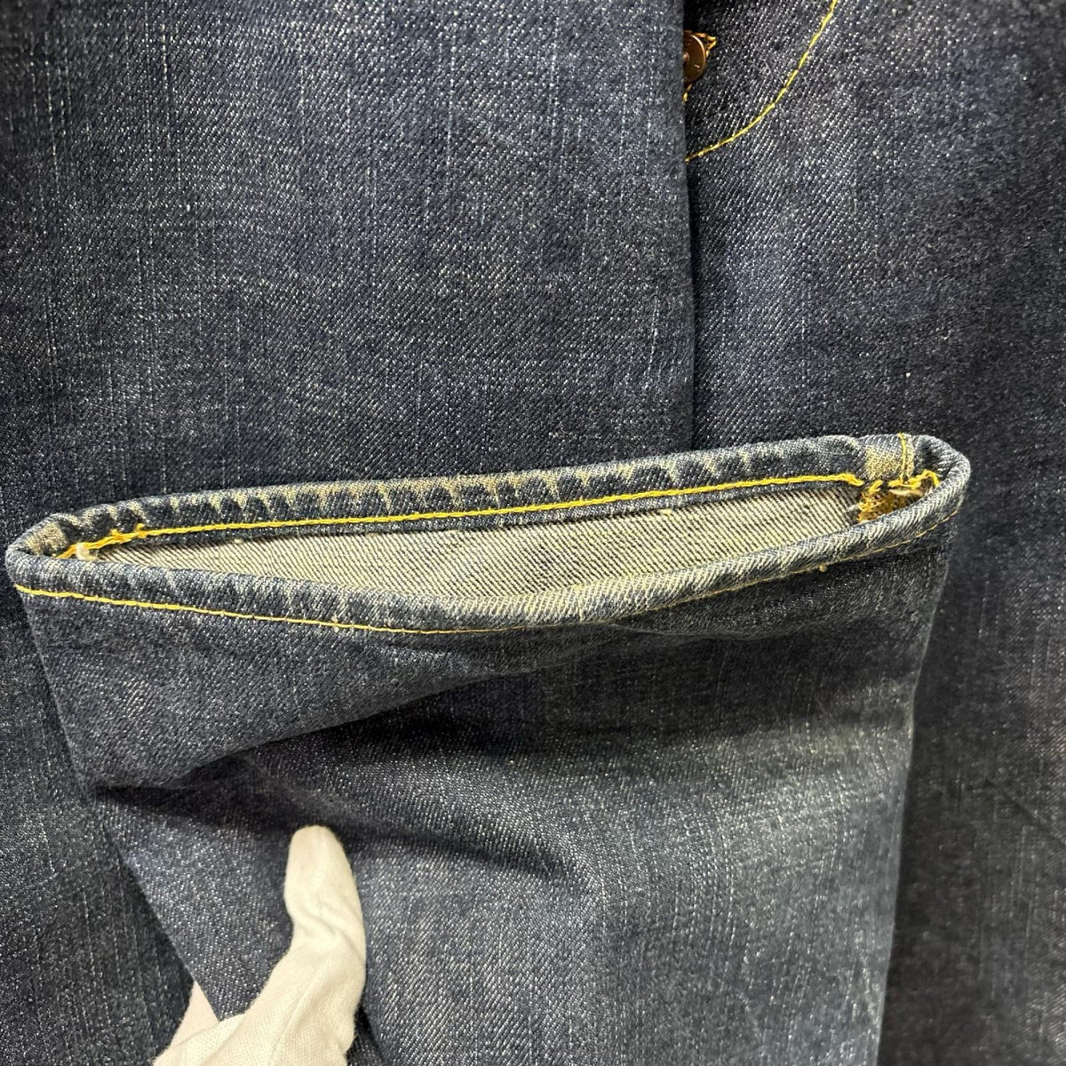 デニムパンツ ｶﾓﾒ×家紋刺繍 ﾃﾞﾆﾑﾊﾟﾝﾂ (W34) 34 ネイビー