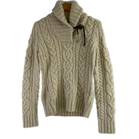 ニット HAND KNIT　ｹｰﾌﾞﾙ　S S ホワイト