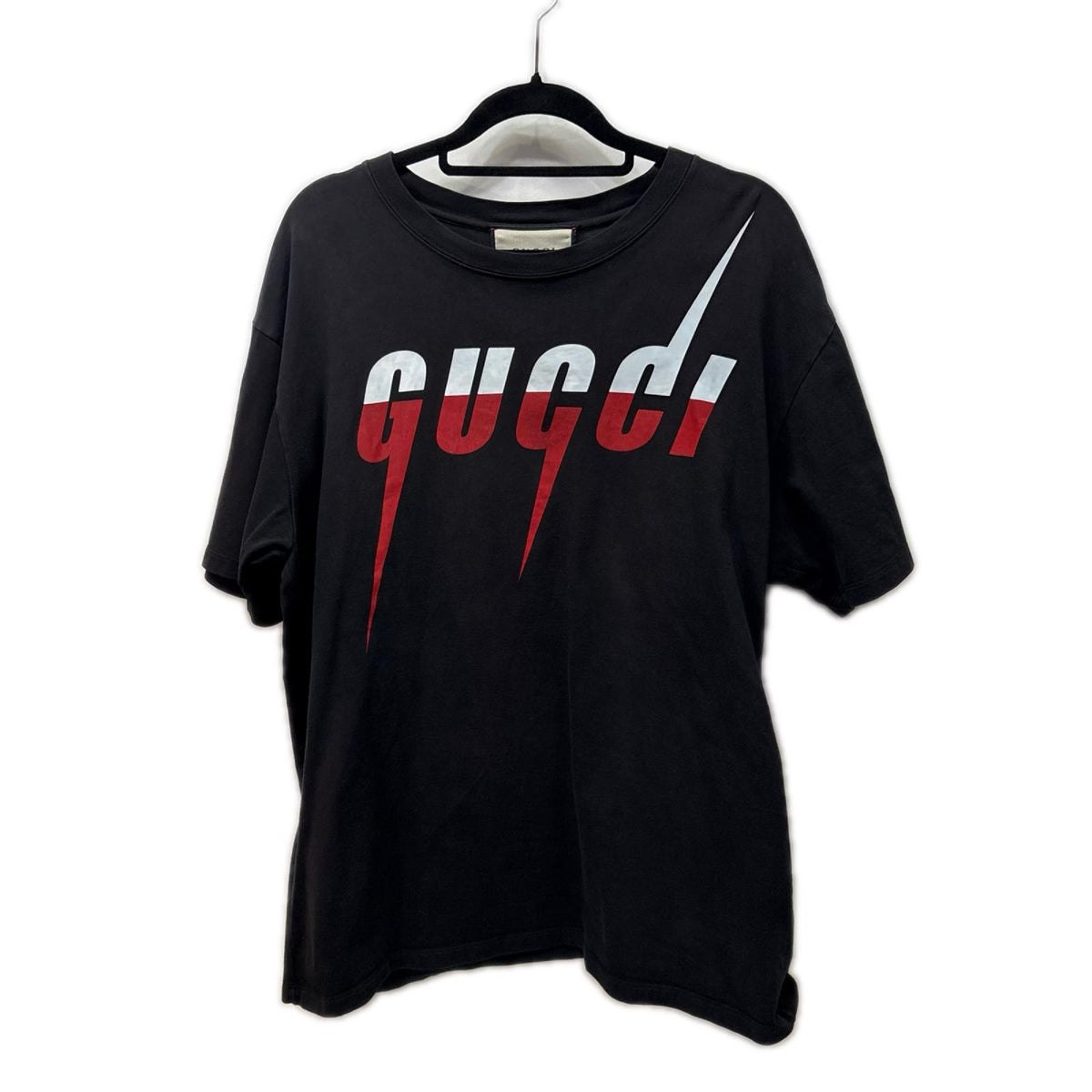 GUCCI ﾌﾞﾚｰﾄﾞﾛｺﾞﾌﾟﾘﾝﾄTｼｬﾂ 黒 (M) M