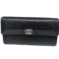 ボーイシャネル ロングフラップ シルバー金具 黒 A80286