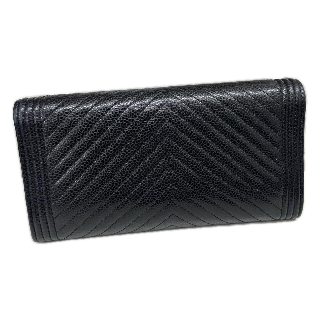 ボーイシャネル ロングフラップ シルバー金具 黒 A80286