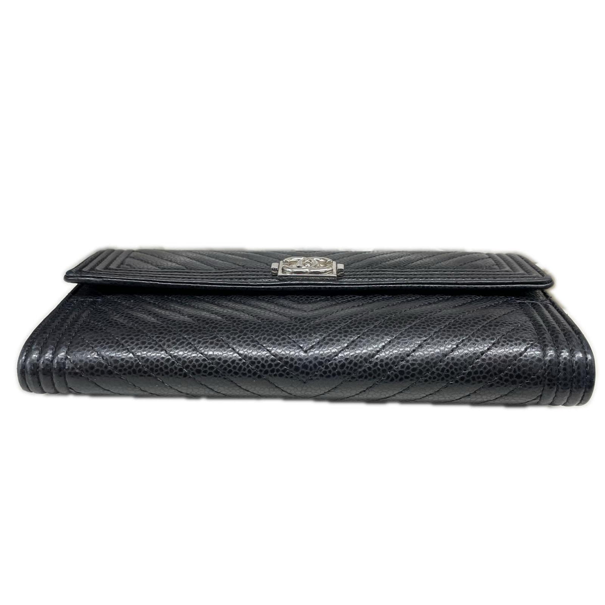 ボーイシャネル ロングフラップ シルバー金具 黒 A80286