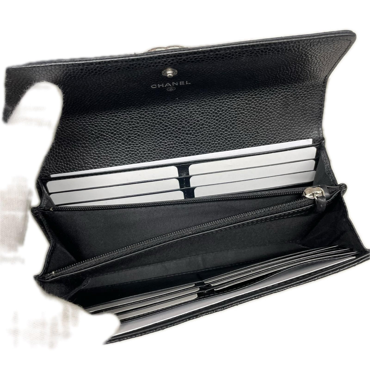 ボーイシャネル ロングフラップ シルバー金具 黒 A80286
