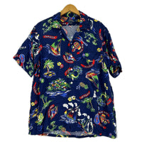 半袖シャツ ｱﾛﾊｼｬﾂ ｵｰﾌﾟﾝｶﾗｰ ｼﾞｬﾏｲｶ柄 (M) M