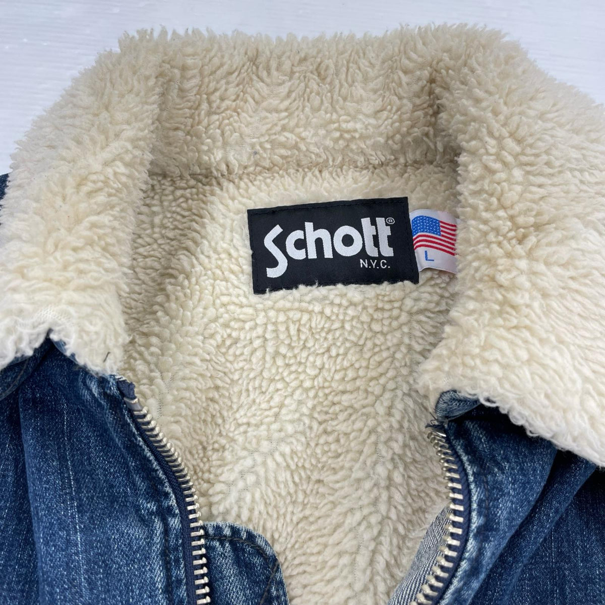 デニムジャケット schott ﾃﾞﾆﾑﾎﾞｱﾌﾞﾙｿﾞﾝ L ネイビー