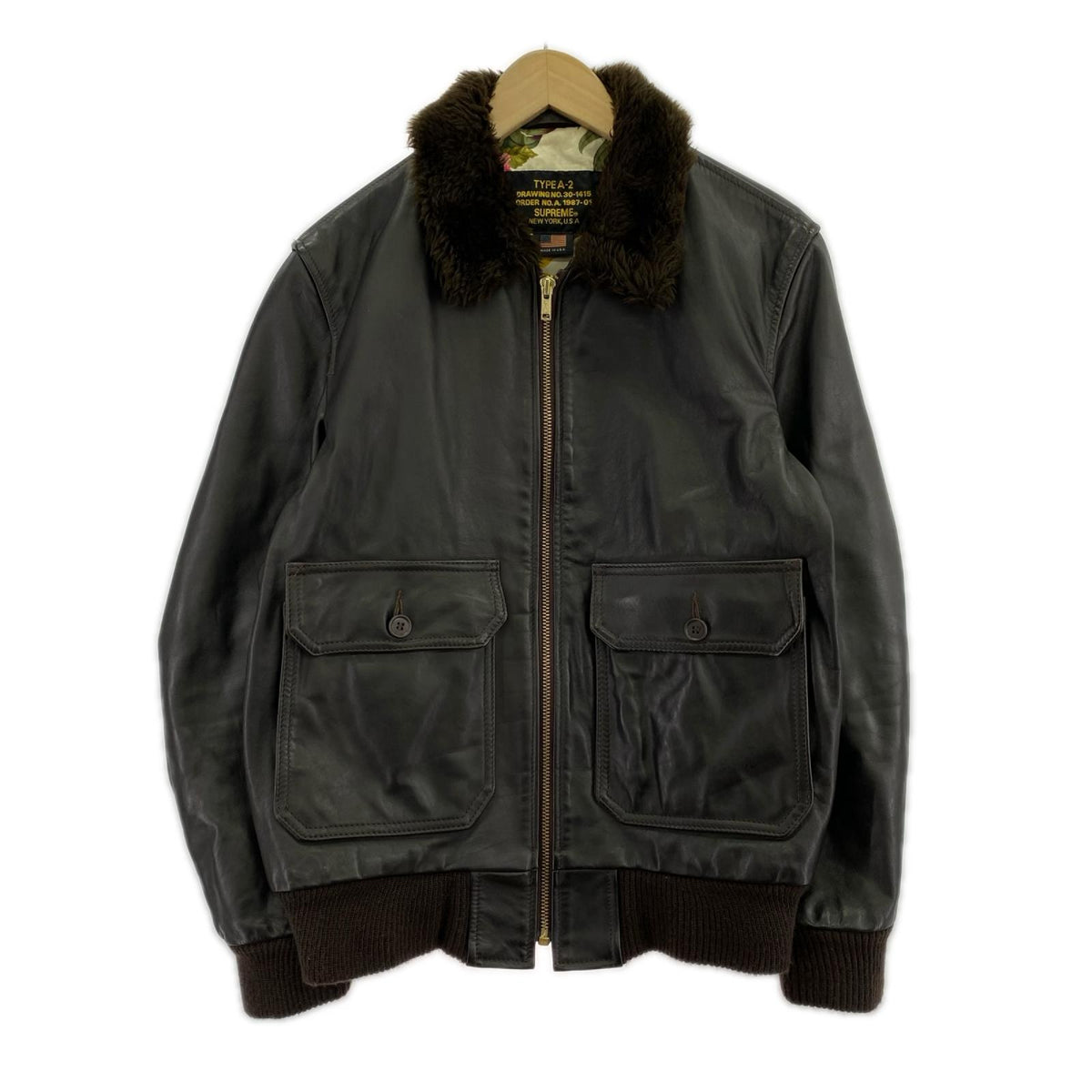 ジャケット 12ss ×Supreme TYPE A-2 USA製 M 茶 M ブラウン