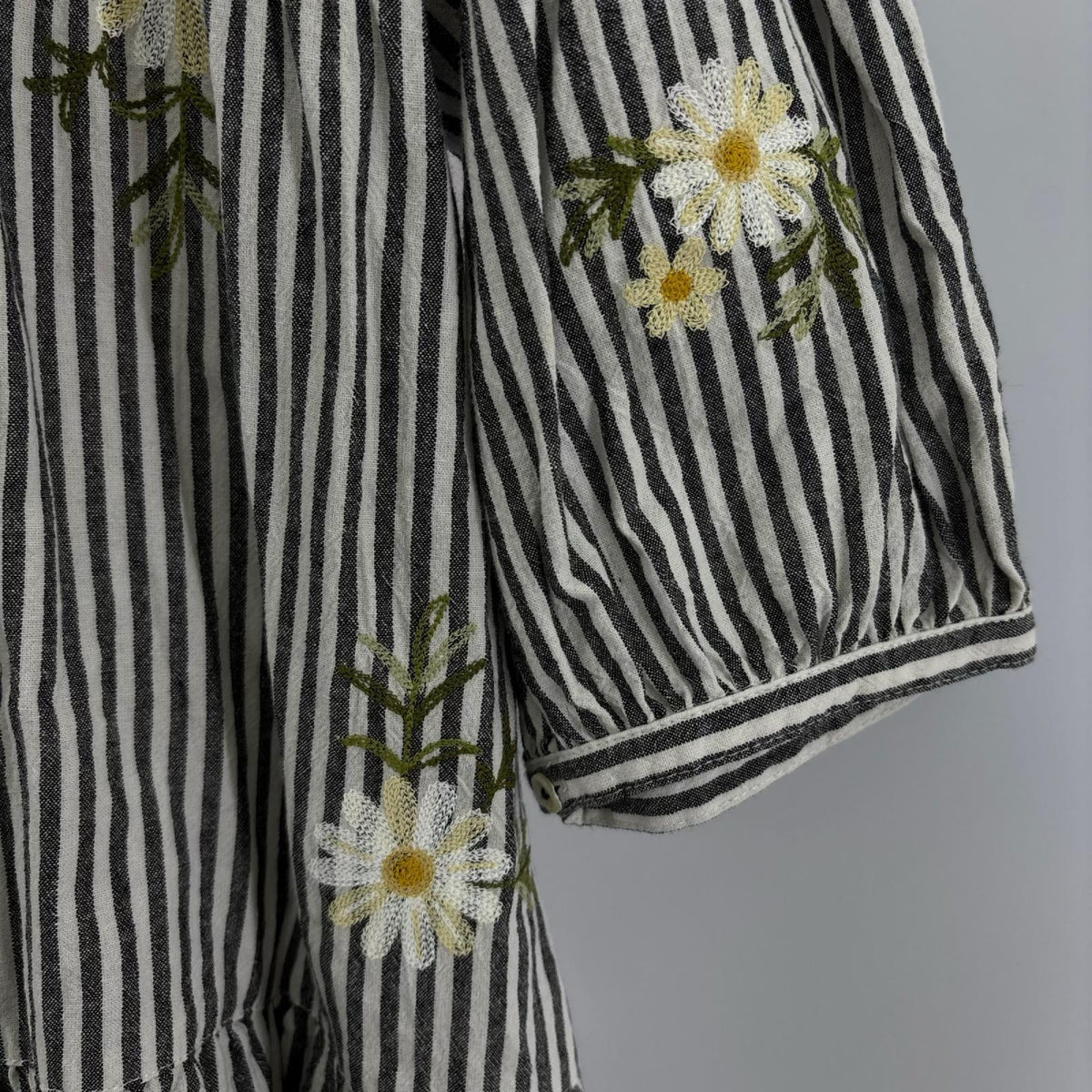 ワンピース ストライプ　刺繍
