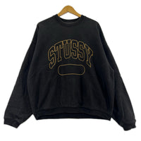 スウェット STUSSY VARSITY OVERSIZED CREW 茶 （M） M ブラック