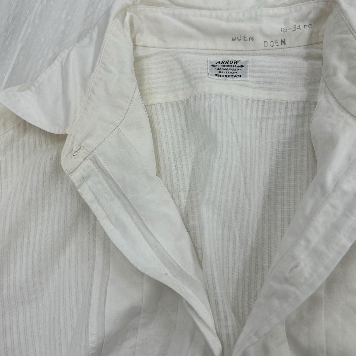 長袖シャツ 40-50s ARROW SHOREHAM ﾌﾛﾝﾄﾌﾟﾘｰﾂｼｬﾂ WHT ホワイト