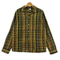 長袖シャツ 60S 開襟 ﾁｪｯｸｼｬﾂ 緑黄 (M) M