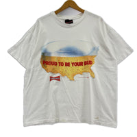 半袖Ｔシャツ 90S Budweiser ｱﾒﾘｶ地図 ﾋﾞｰﾙ泡ﾃﾞｻﾞｲﾝ 白 (L) L ホワイト