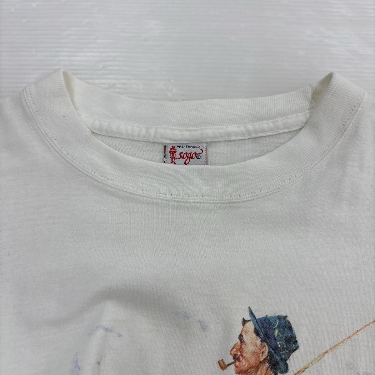 半袖Ｔシャツ 00S Norman Rockwell Fishing 白 ホワイト