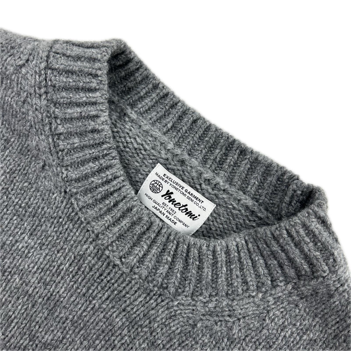 ニット YONETOMI BRITISH SHETLAND WOOL KNIT 4 グレー