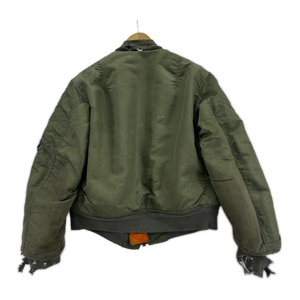 ジャケット 米軍実物 72年会計 MA-1 MIL-J-8279E (M) 袖リブ× M カーキ