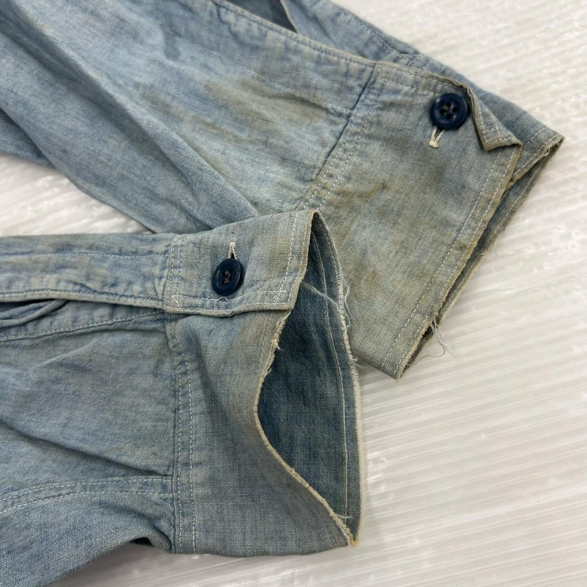長袖シャツ 40s-50s USN マチ付き シャンブレーシャツ ブルー