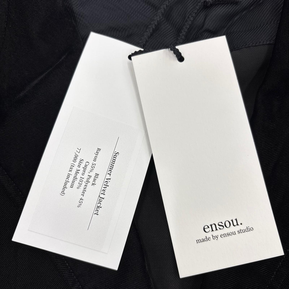 ジャケット ensou. summer velvet jacket　黒 M ブラック