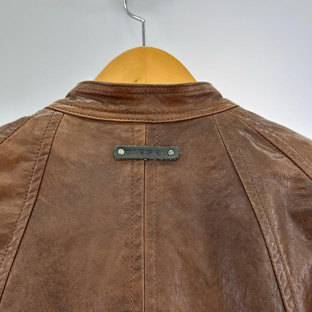 レザージャケット DIESEL 羊革 ｼﾝｸﾞﾙﾗｲﾀﾞｰｽｼﾞｬｹｯﾄ S 茶 S ブラウン