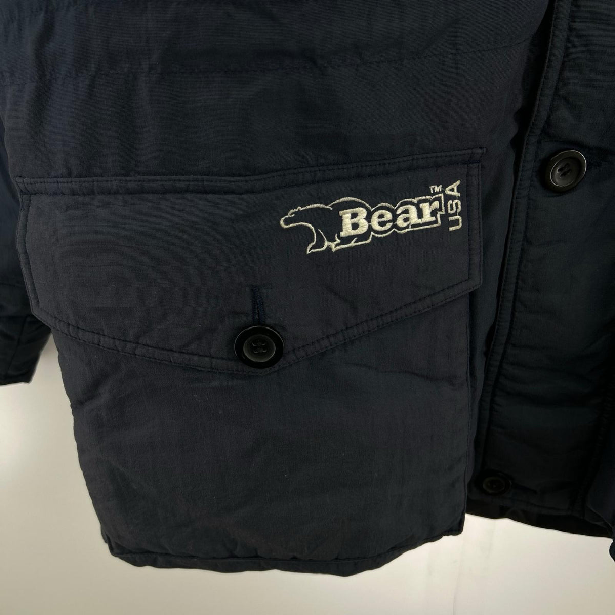 ジャケット 90s Bear ﾌｧｰ付 紺 (S) S ネイビー