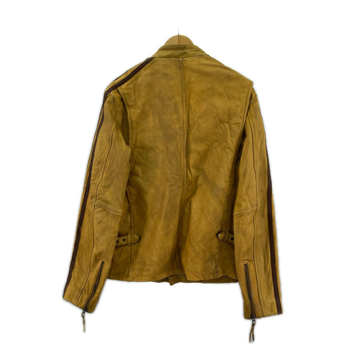 レザージャケット クラシックレーサー 袖ライン レザージャケット(L) キャメル系 L