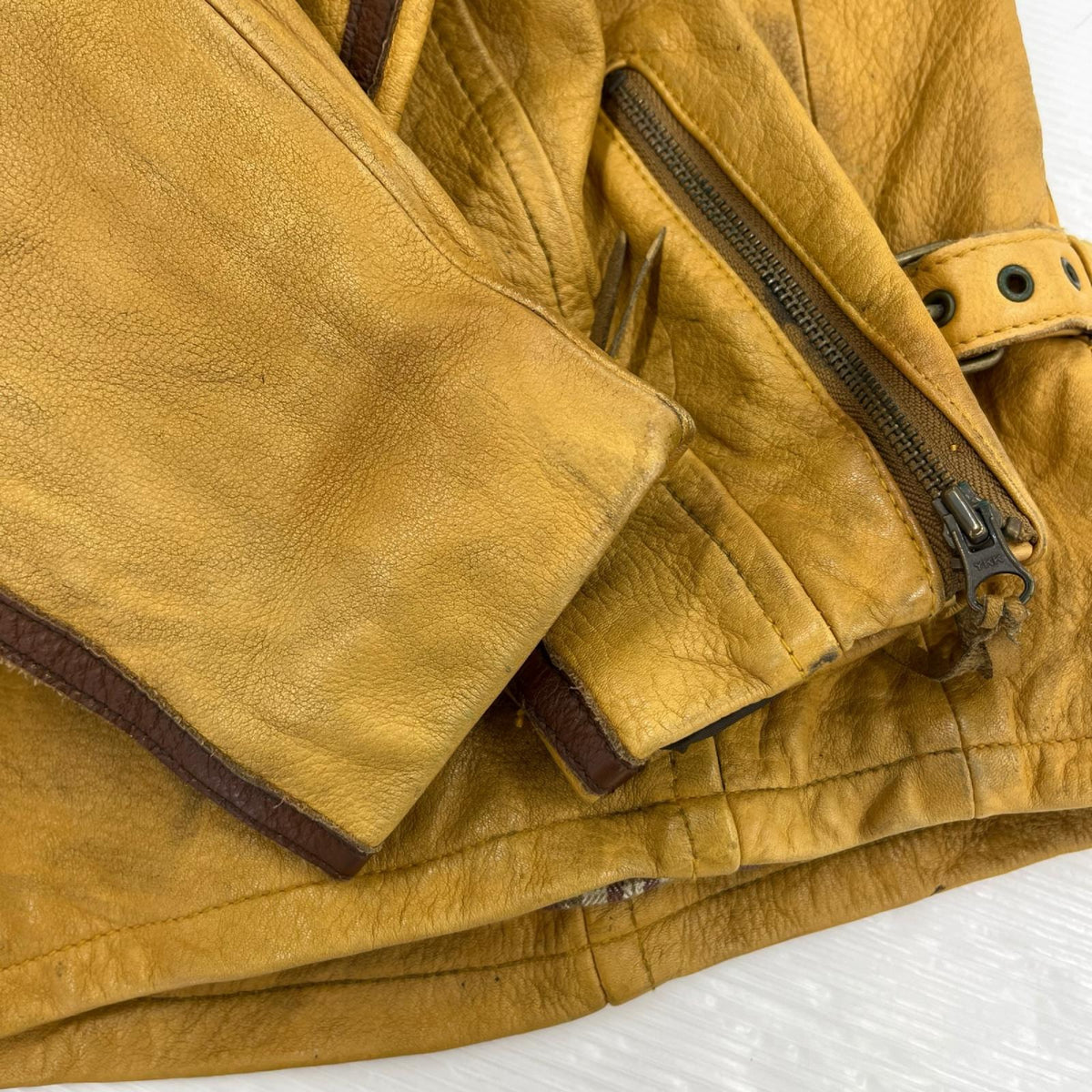 レザージャケット クラシックレーサー 袖ライン レザージャケット(L) キャメル系 L