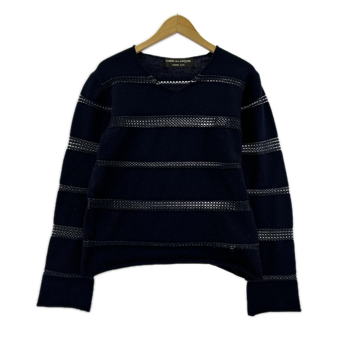 ニット HOMME PLUS 2004 立体ボーダー ネイビー ネイビー