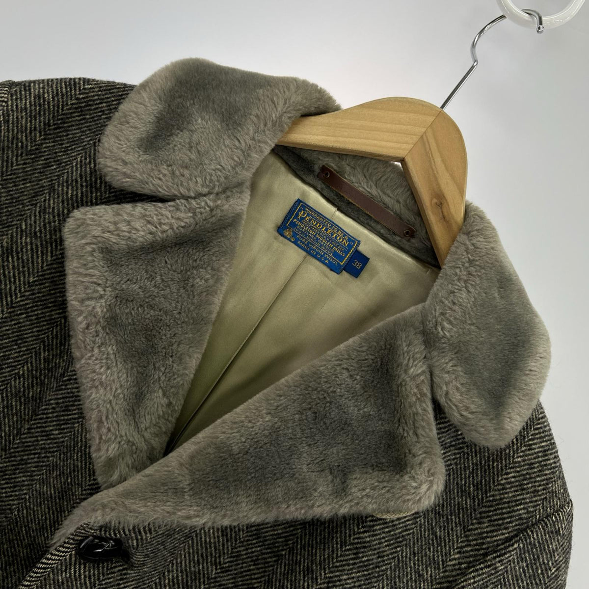 ジャケット 70～80s ヘリンボーン コート 38 グレー