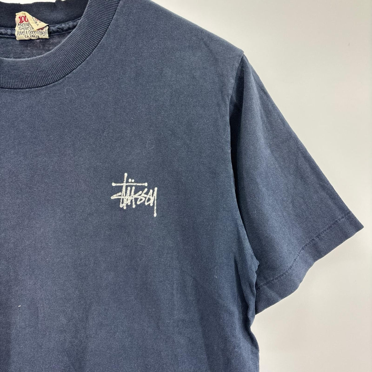 半袖Ｔシャツ 90s/白ﾀｸﾞ/ｽｶﾙTee/紺 S ネイビー