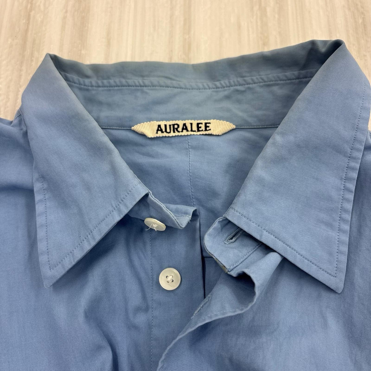長袖シャツ AURALEE WASHED FINX TWILL SHIRT ブルー
