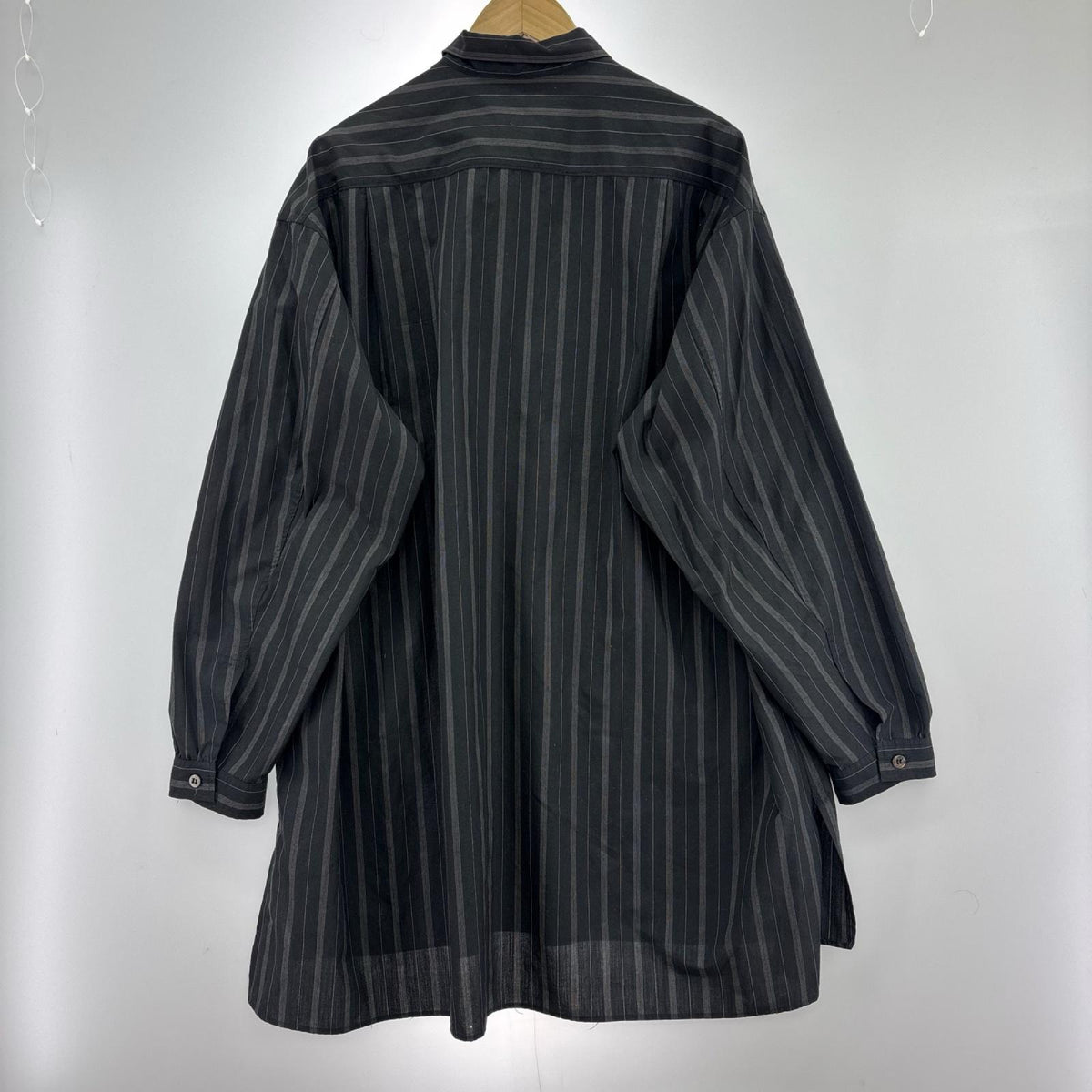 長袖シャツ Y’s for men 90s頃 金ﾀｸﾞ ｽﾄﾗｲﾌﾟPOｼｬﾂ ﾌﾞﾗｯｸ ブラック