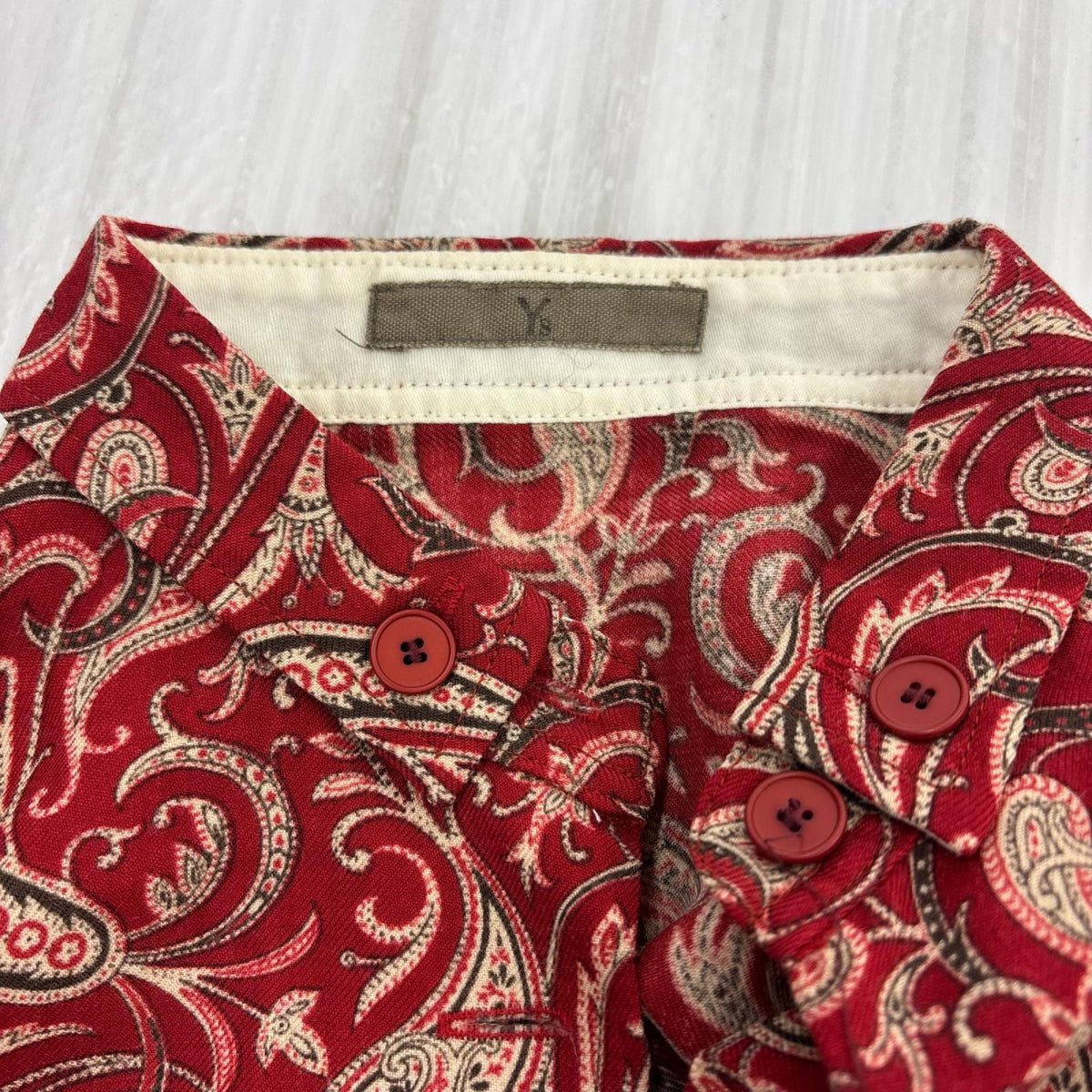 長袖シャツ Y’s for men 80s頃 茶ﾀｸﾞ ﾍﾟｲｽﾞﾘｰｼｬﾂ 赤 レッド