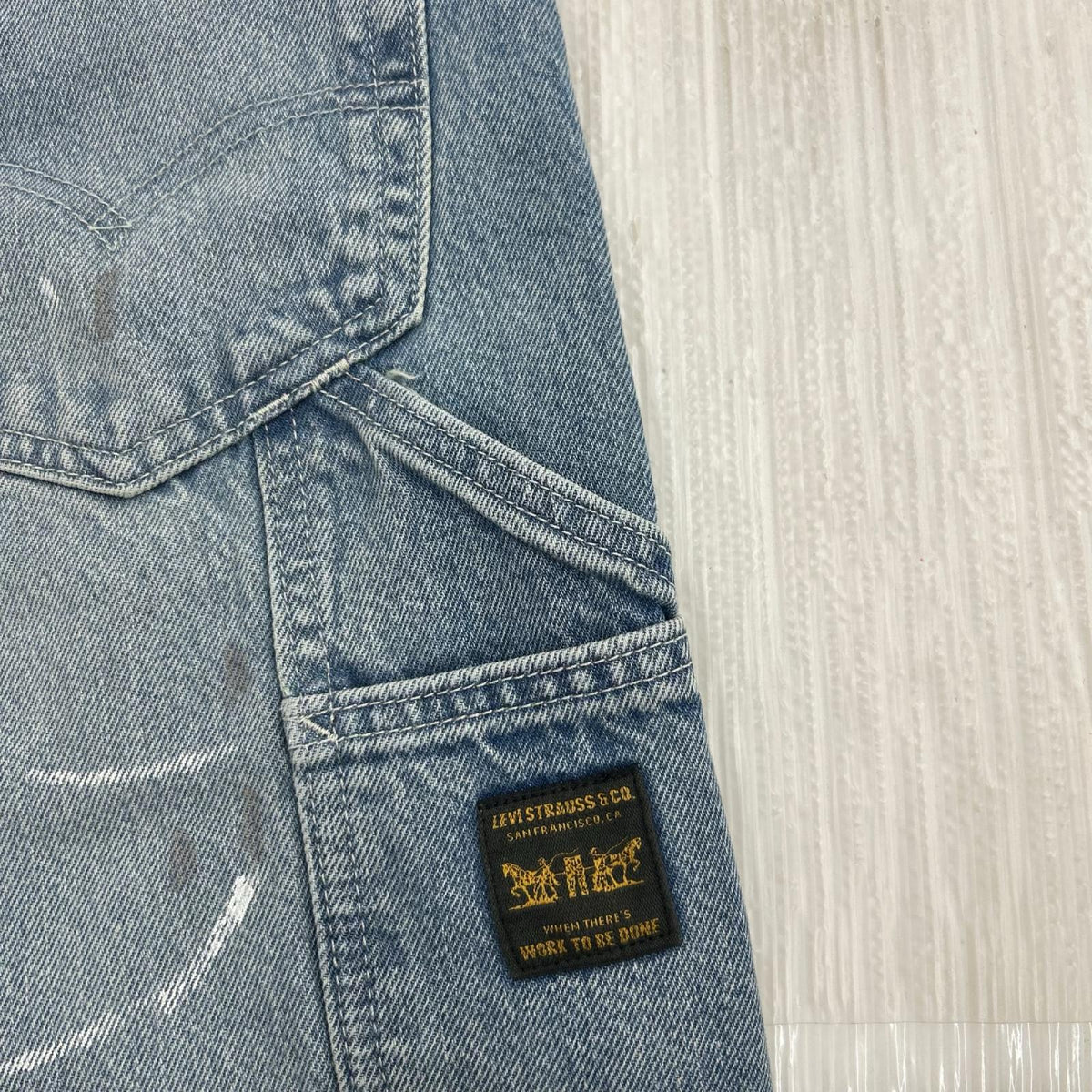 デニムパンツ 568 ﾙｰｽﾞｽﾄﾚｰﾄ ﾀﾞﾌﾞﾙﾆｰ 加工 ﾃﾞﾆﾑﾊﾟﾝﾂ　W31 31 ブルー