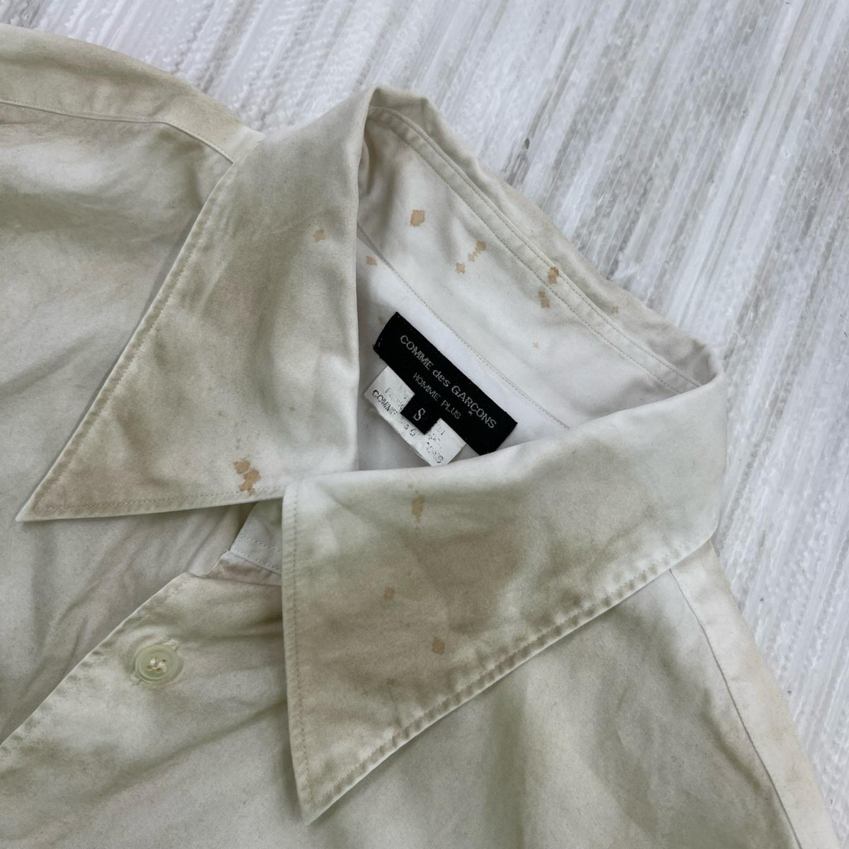 長袖シャツ homme plus ハッチング期 シェルボタン S ホワイト