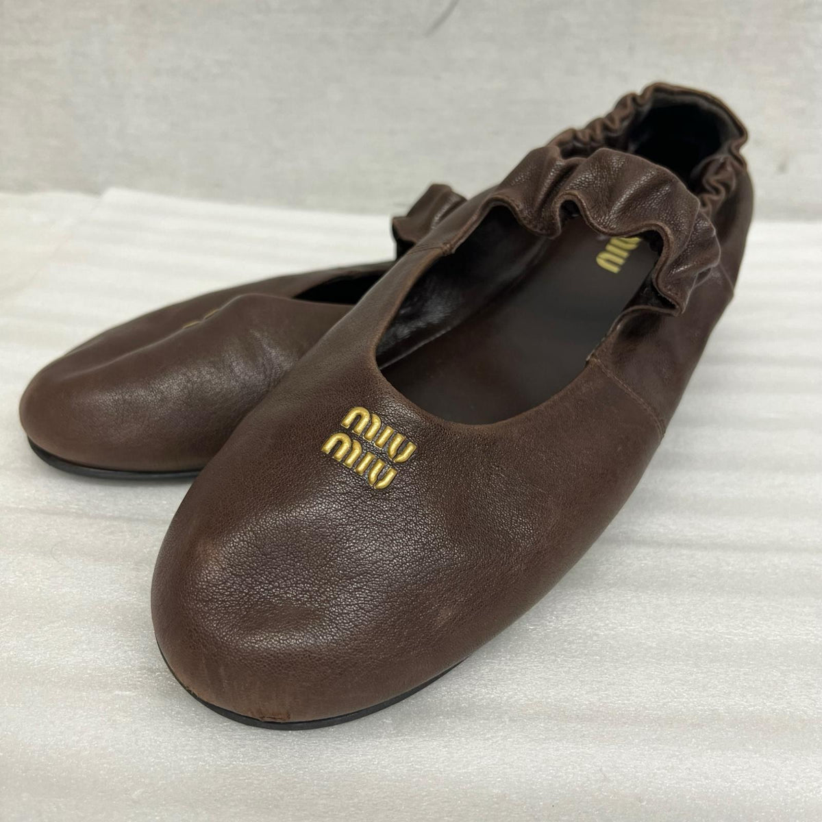 MIUMIU/ルーシュ/ナッパレザー/バレリーナ/サイズ40/5F340E 40