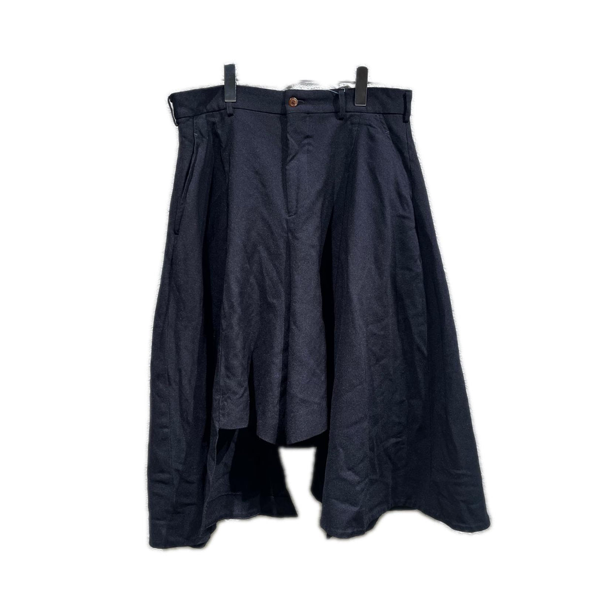 パンツ 24SS HOMME PLUS ポリ縮絨変形ハーフパンツ M ブラック