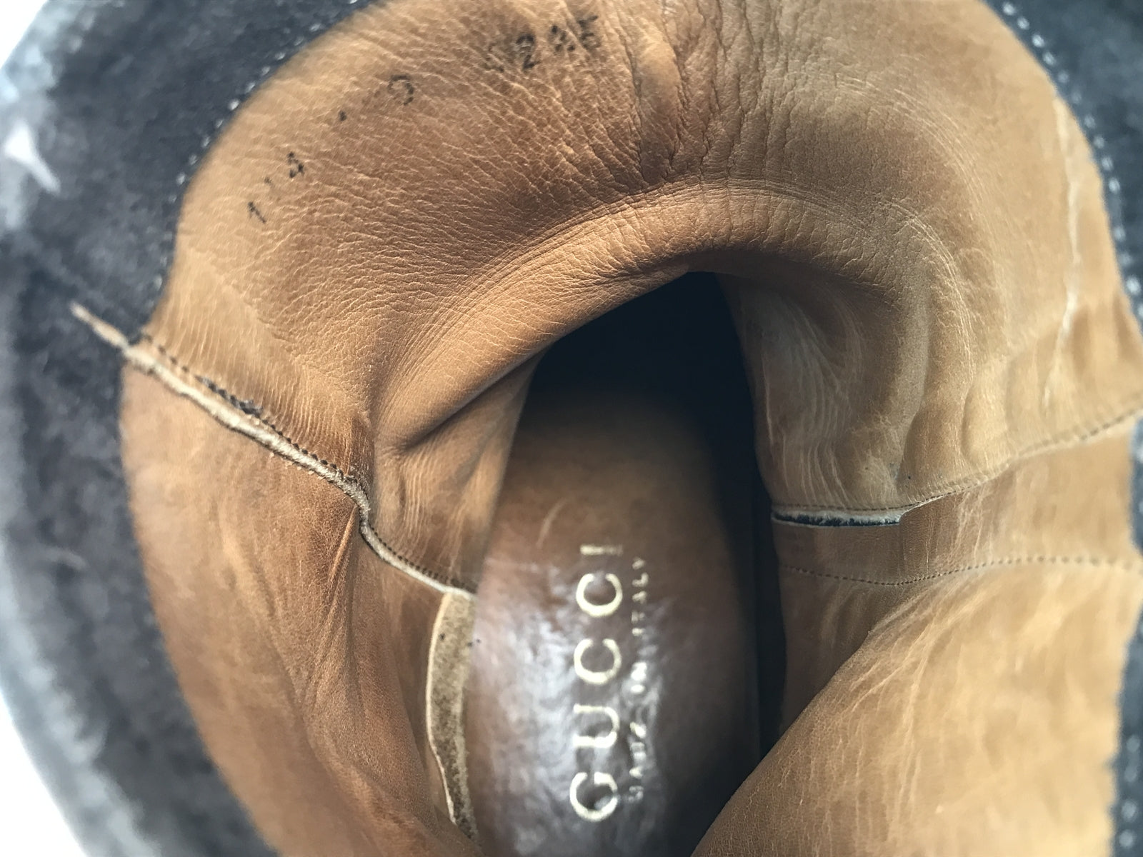 GUCCI ﾄﾑﾌｫｰﾄﾞ期 ｽｴｰﾄﾞﾚｻﾞｰﾌﾞｰﾂ 42 1/2 ﾌﾞﾗｳﾝ